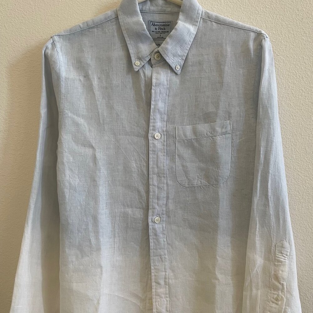 Abercrombie Fitch Oxford Linen Shirt. Light blue & white. Size S